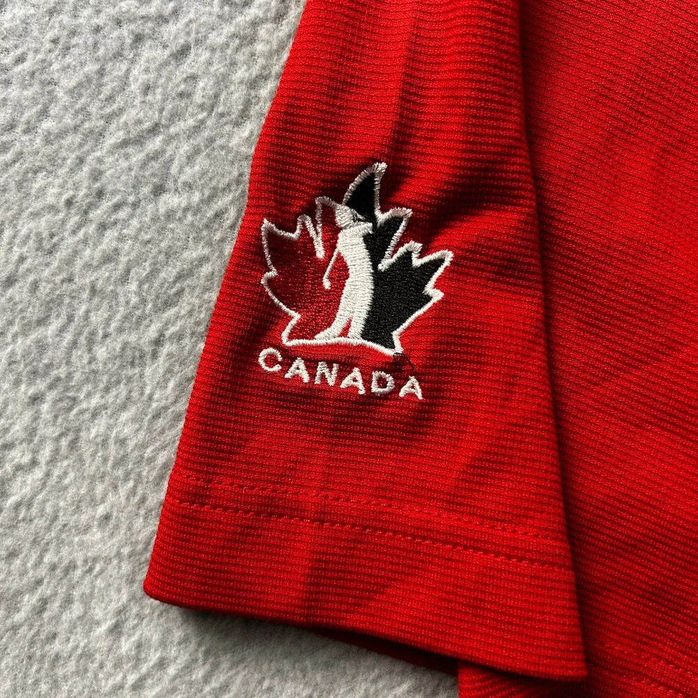 Adidas Golf Polo Shirt Mens Large ClimaLite Canadian Womens Open CN Red Athletic